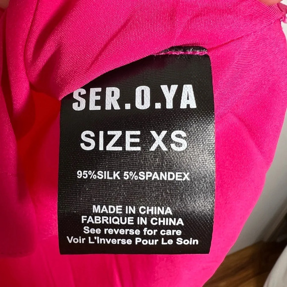 SER.O.YA - Raines shirt in Fuchsia Pink - Silk- NWT SIZE XS - Picture 7 of 7